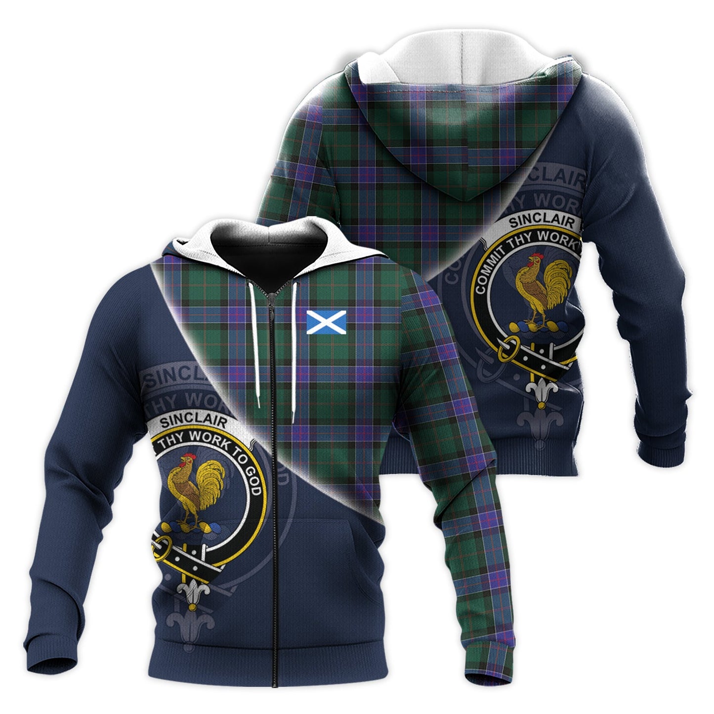 Printivon Sinclair Hunting Modern Tartan Scottish Crest Hoodie