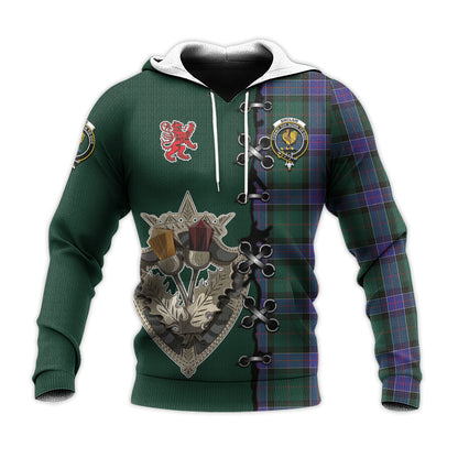 Printivon Sinclair Hunting Modern Tartan Hoodie Lion Rampant And Celtic Thistle Style
