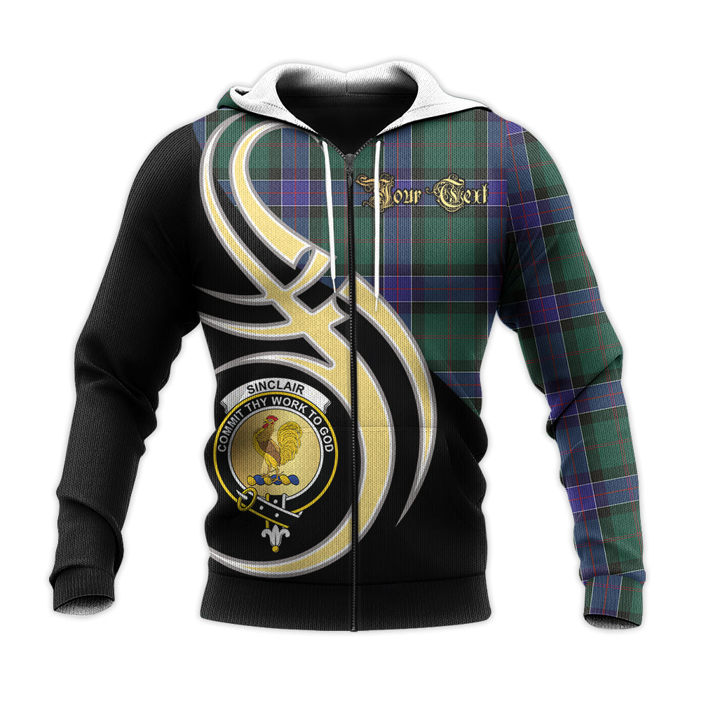 Printivon Sinclair Hunting Modern Clan Believe In Me Crest Tartan Knitted Hoodie Custom Your Text