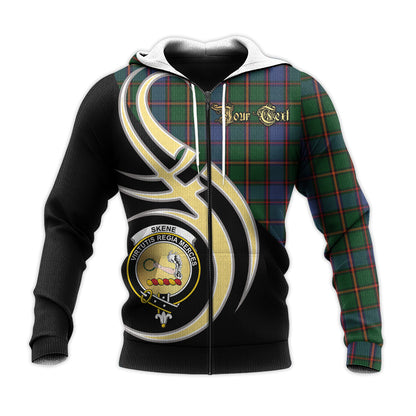 Printivon Skene Clan Believe In Me Crest Tartan Knitted Hoodie Custom Your Text