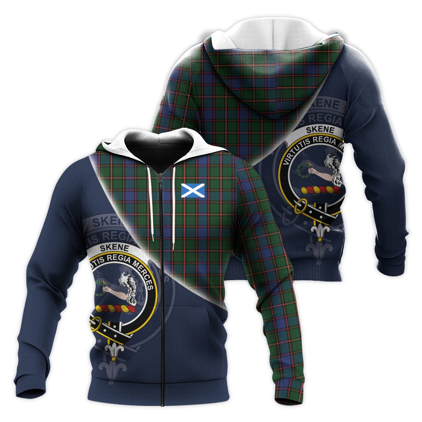 Printivon Skene Tartan Scottish Crest Hoodie