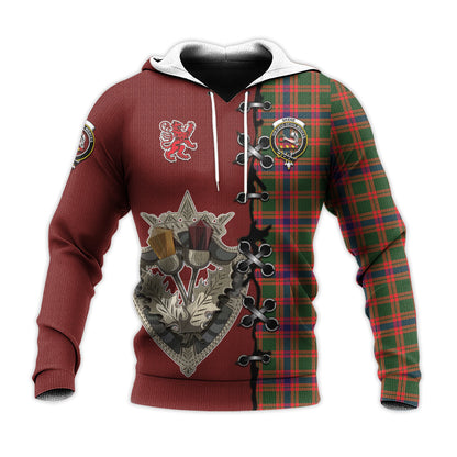 Printivon Skene Modern Tartan Hoodie Lion Rampant And Celtic Thistle Style