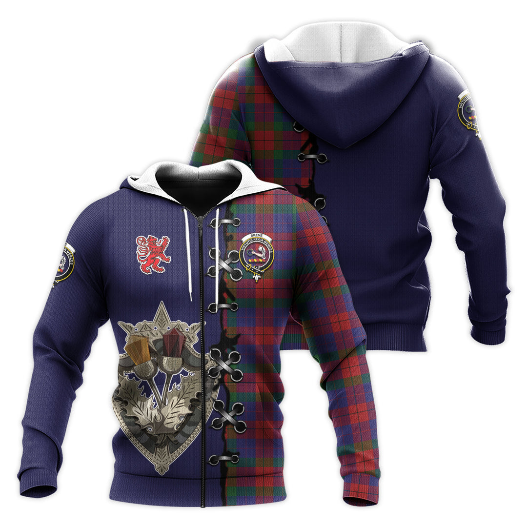 Printivon Skene Of Cromar Tartan Hoodie Lion Rampant And Celtic Thistle Style