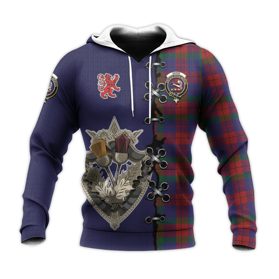 Printivon Skene Of Cromar Tartan Hoodie Lion Rampant And Celtic Thistle Style