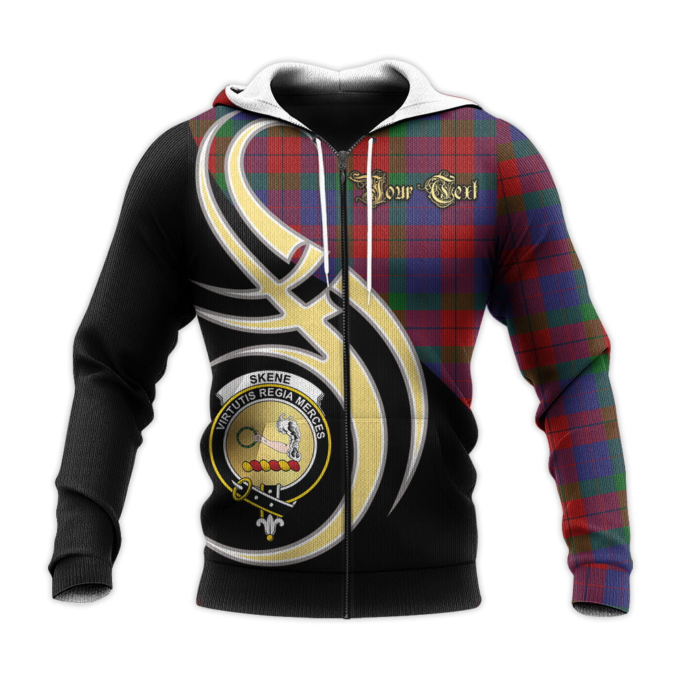 Printivon Skene Of Cromar Clan Believe In Me Crest Tartan Knitted Hoodie Custom Your Text