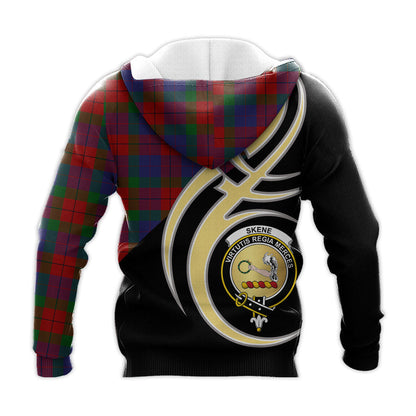 Printivon Skene Of Cromar Clan Believe In Me Crest Tartan Knitted Hoodie Custom Your Text