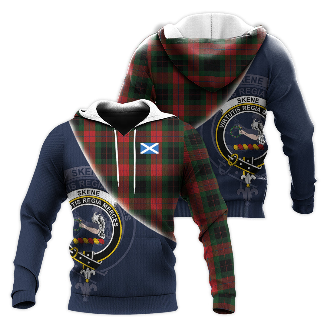 Printivon Skene Of Cromar Black Tartan Scottish Crest Hoodie