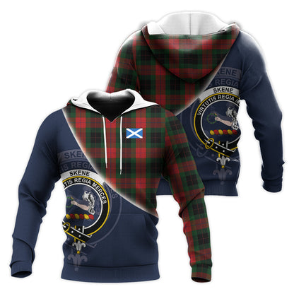 Printivon Skene Of Cromar Black Tartan Scottish Crest Hoodie