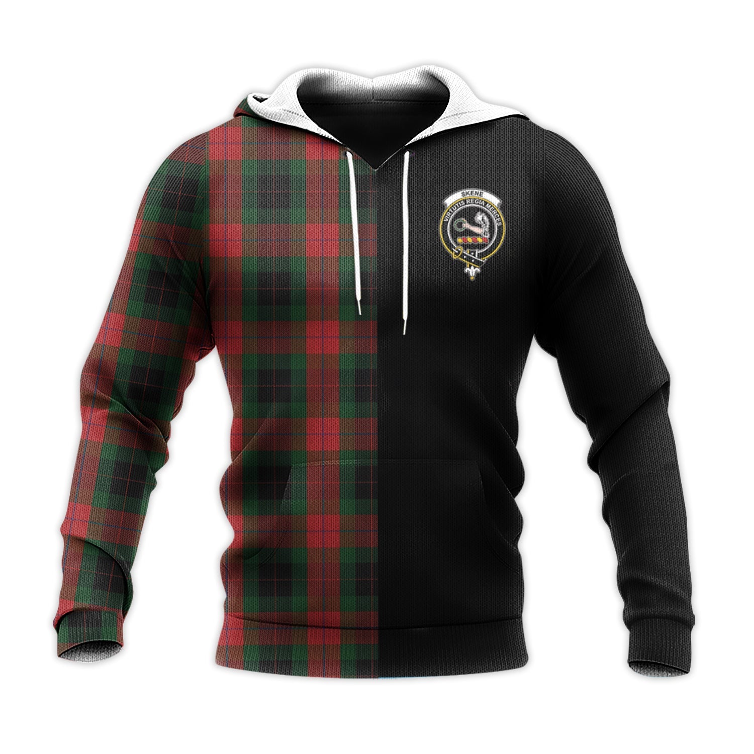 Printivon Skene Of Cromar Black Tartan Personalize Half Hoodie