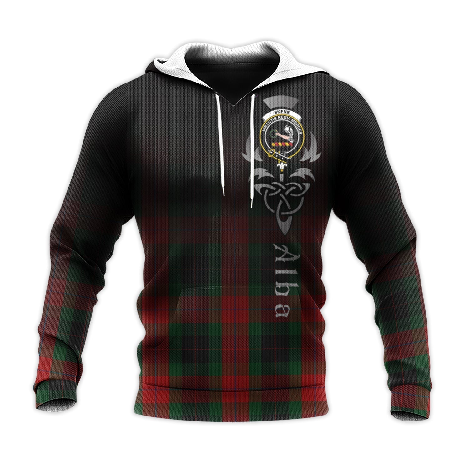 Printivon Skene Of Cromar Black Tartan Crest Alba Celtic Hoodie