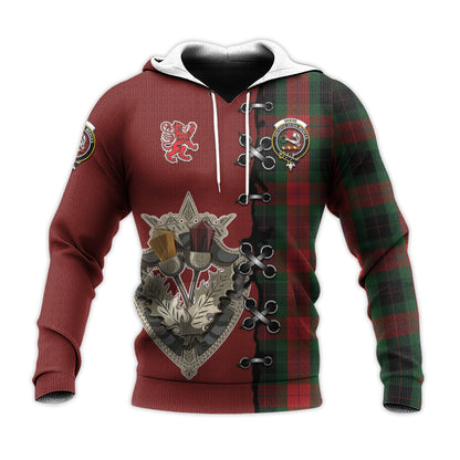 Printivon Skene Of Cromar Black Tartan Hoodie Lion Rampant And Celtic Thistle Style