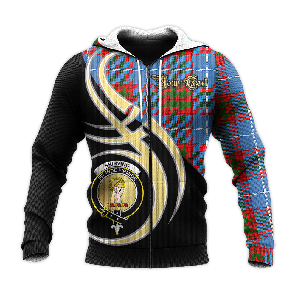 Printivon Skirving Clan Believe In Me Crest Tartan Knitted Hoodie Custom Your Text