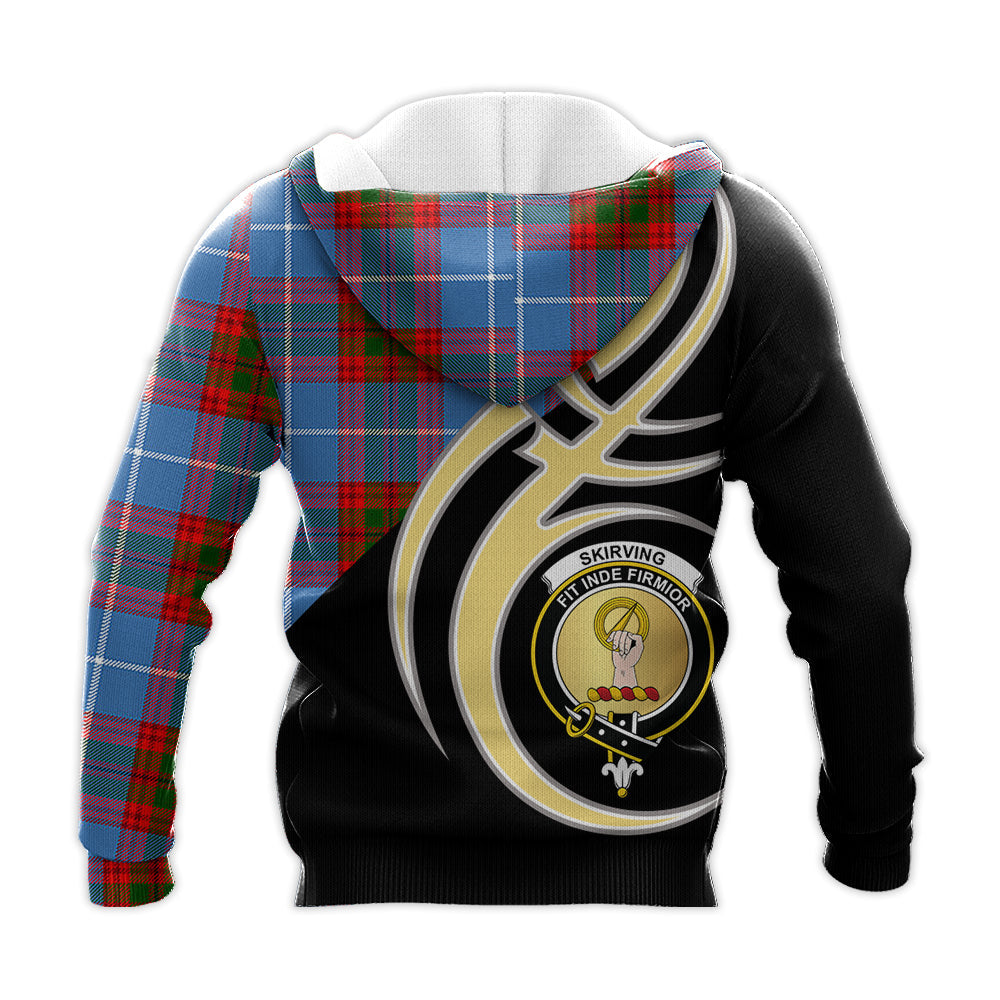 Printivon Skirving Clan Believe In Me Crest Tartan Knitted Hoodie Custom Your Text