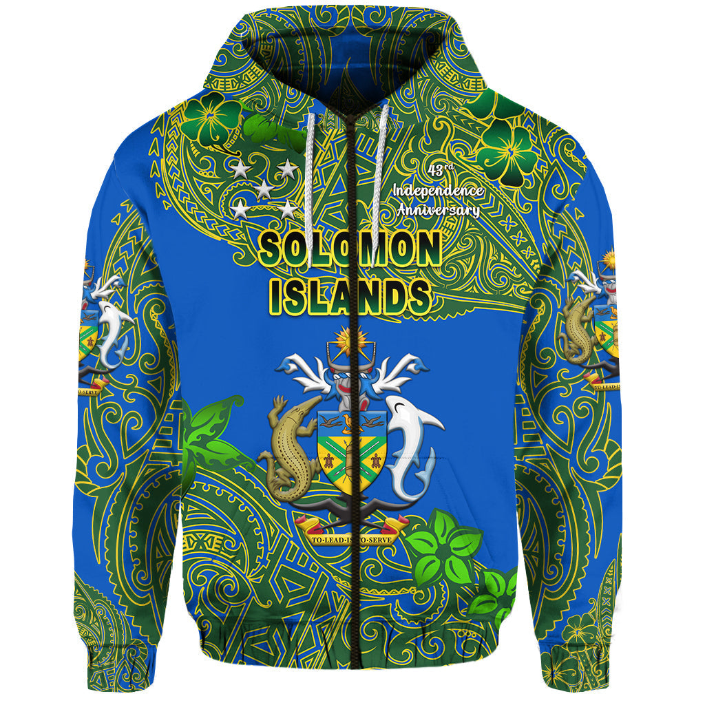 Solomon Islands Zip Hoodie 43rd Independence Anniversary Unique Vibes