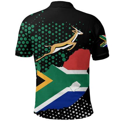 South Africa Polo Shirt Map Flag Springbok