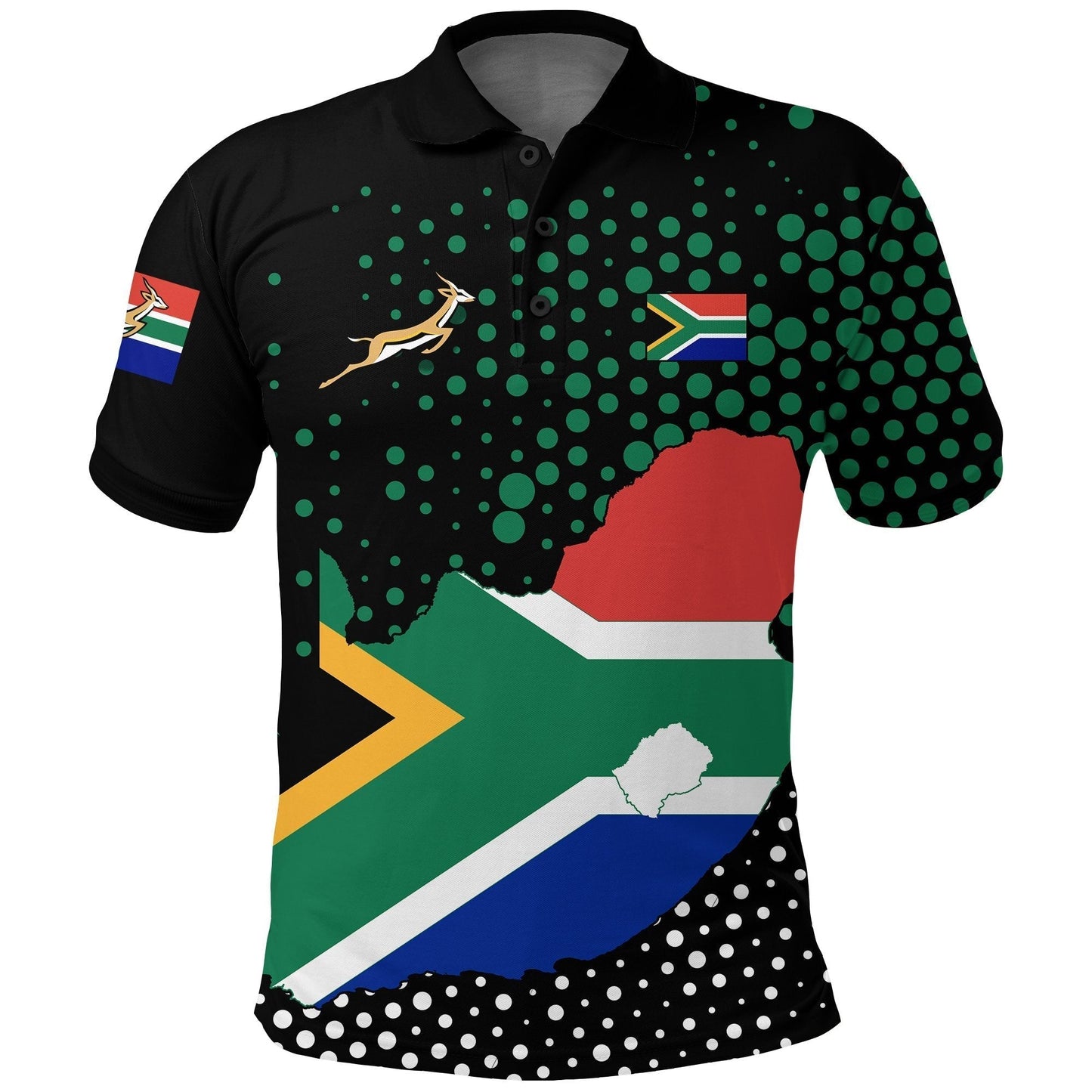 South Africa Polo Shirt Map Flag Springbok