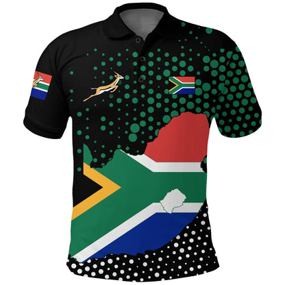 South Africa Polo Shirt Map Flag Springbok