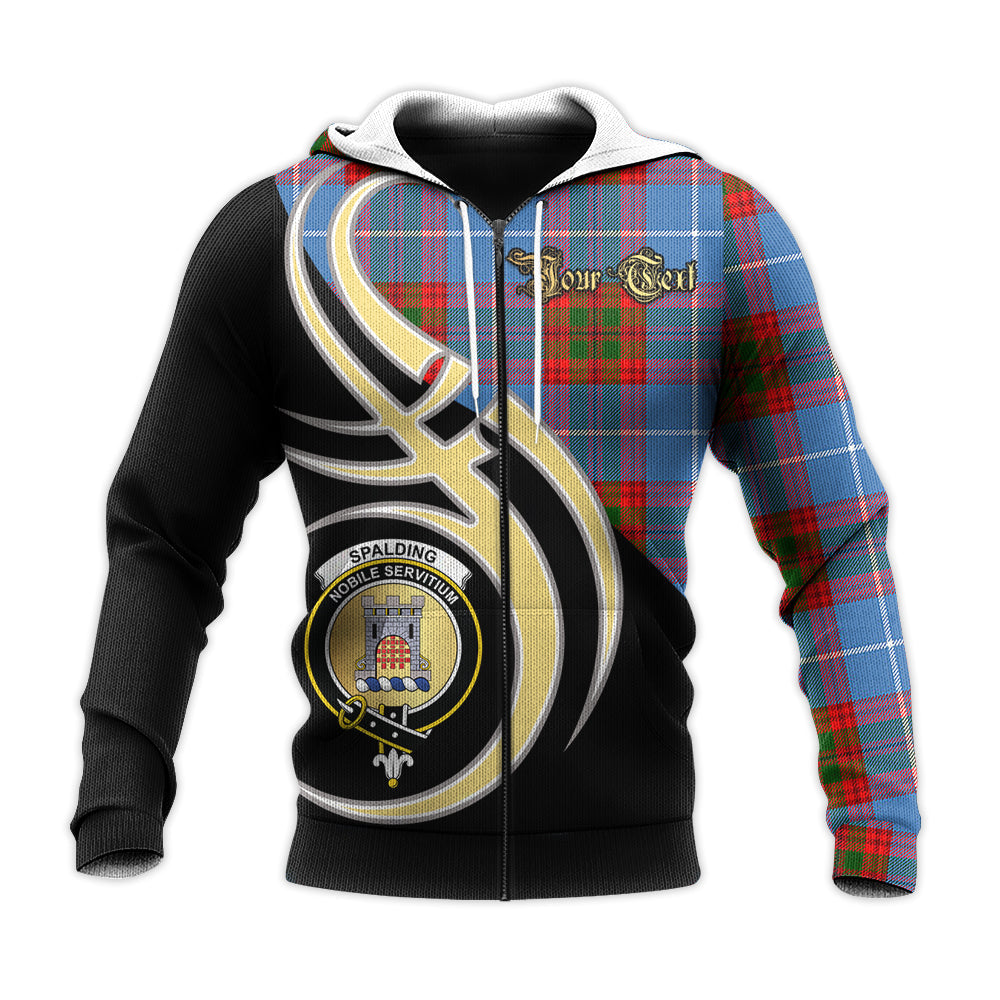 Printivon Spalding Clan Believe In Me Crest Tartan Knitted Hoodie Custom Your Text