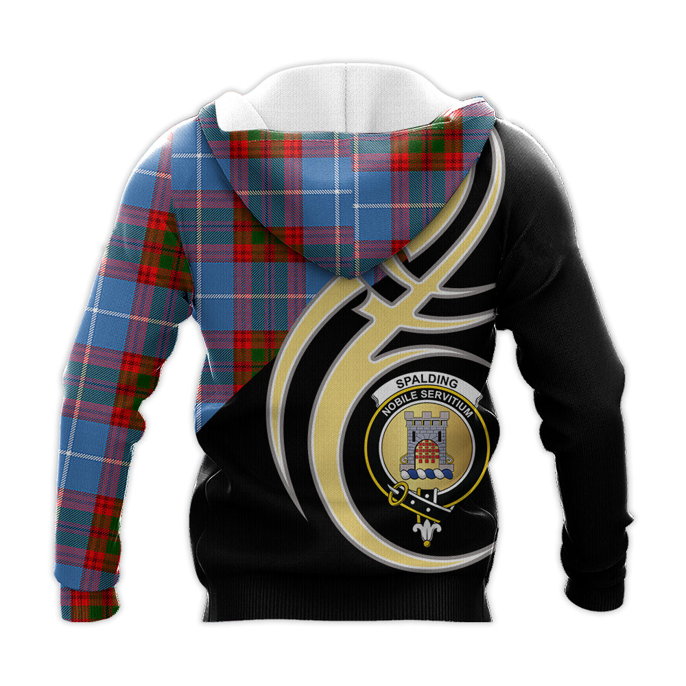 Printivon Spalding Clan Believe In Me Crest Tartan Knitted Hoodie Custom Your Text