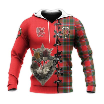 Printivon Spens Modern Tartan Hoodie Lion Rampant And Celtic Thistle Style