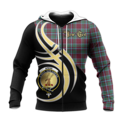 Printivon Spens Spence Clan Believe In Me Crest Tartan Knitted Hoodie Custom Your Text