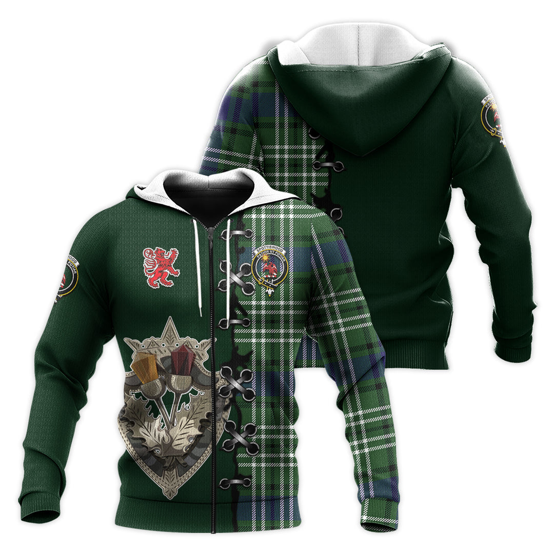 Printivon Spottiswood Tartan Hoodie Lion Rampant And Celtic Thistle Style