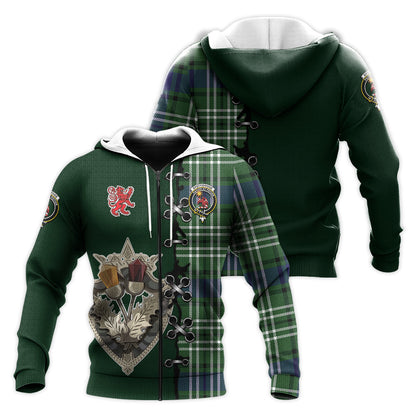 Printivon Spottiswood Tartan Hoodie Lion Rampant And Celtic Thistle Style