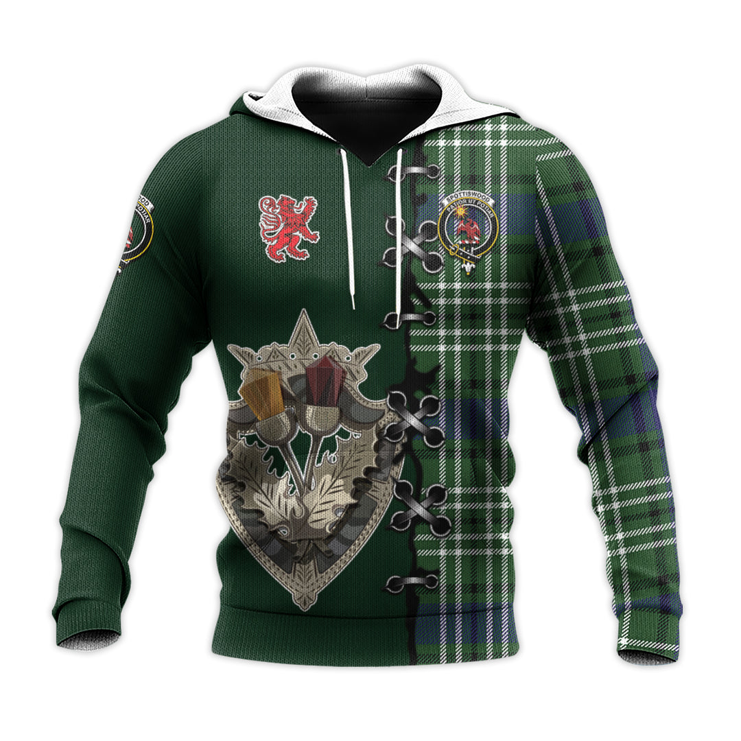 Printivon Spottiswood Tartan Hoodie Lion Rampant And Celtic Thistle Style