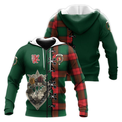 Printivon Stewart Atholl Modern Tartan Hoodie Lion Rampant And Celtic Thistle Style