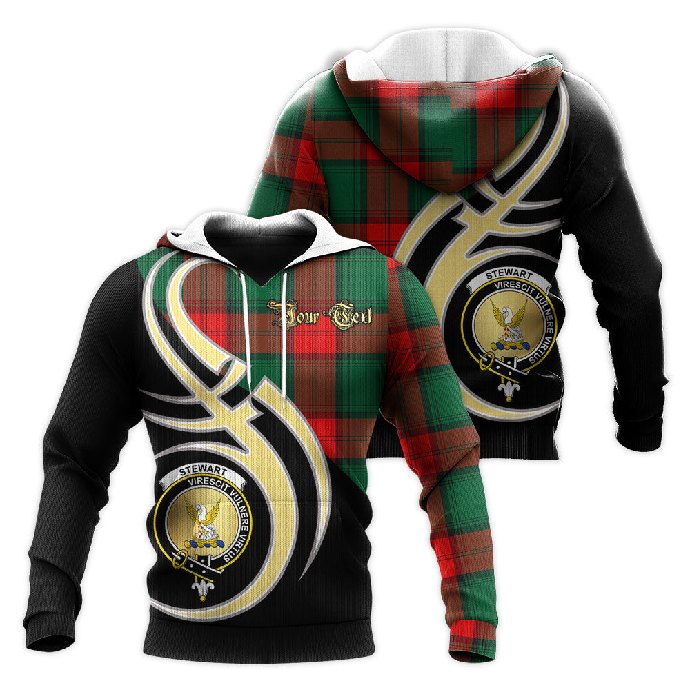 Printivon Stewart Atholl Modern Clan Believe In Me Crest Tartan Knitted Hoodie Custom Your Text