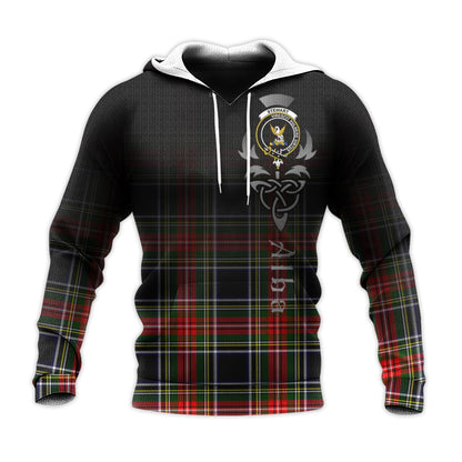 Printivon Stewart Black Tartan Crest Alba Celtic Hoodie