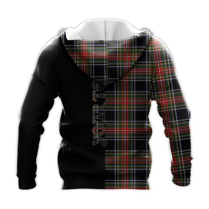 Printivon Stewart Black Tartan Personalize Half Hoodie