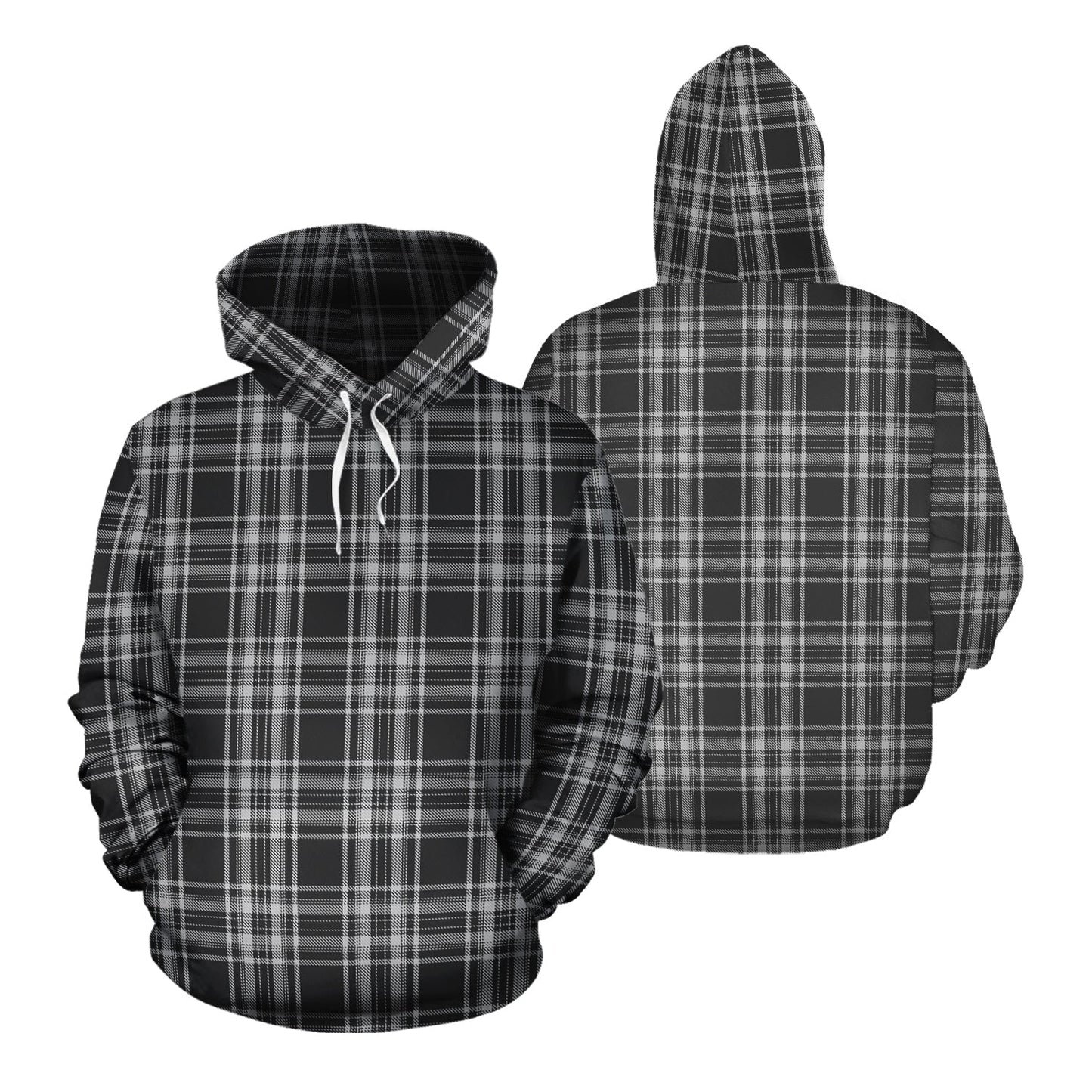 Printivon Stewart Black And White Tartan Hoodie