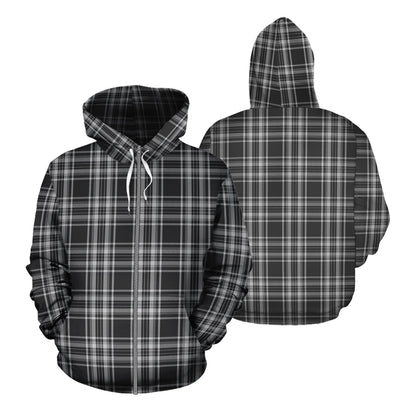 Printivon Stewart Black And White Tartan Hoodie