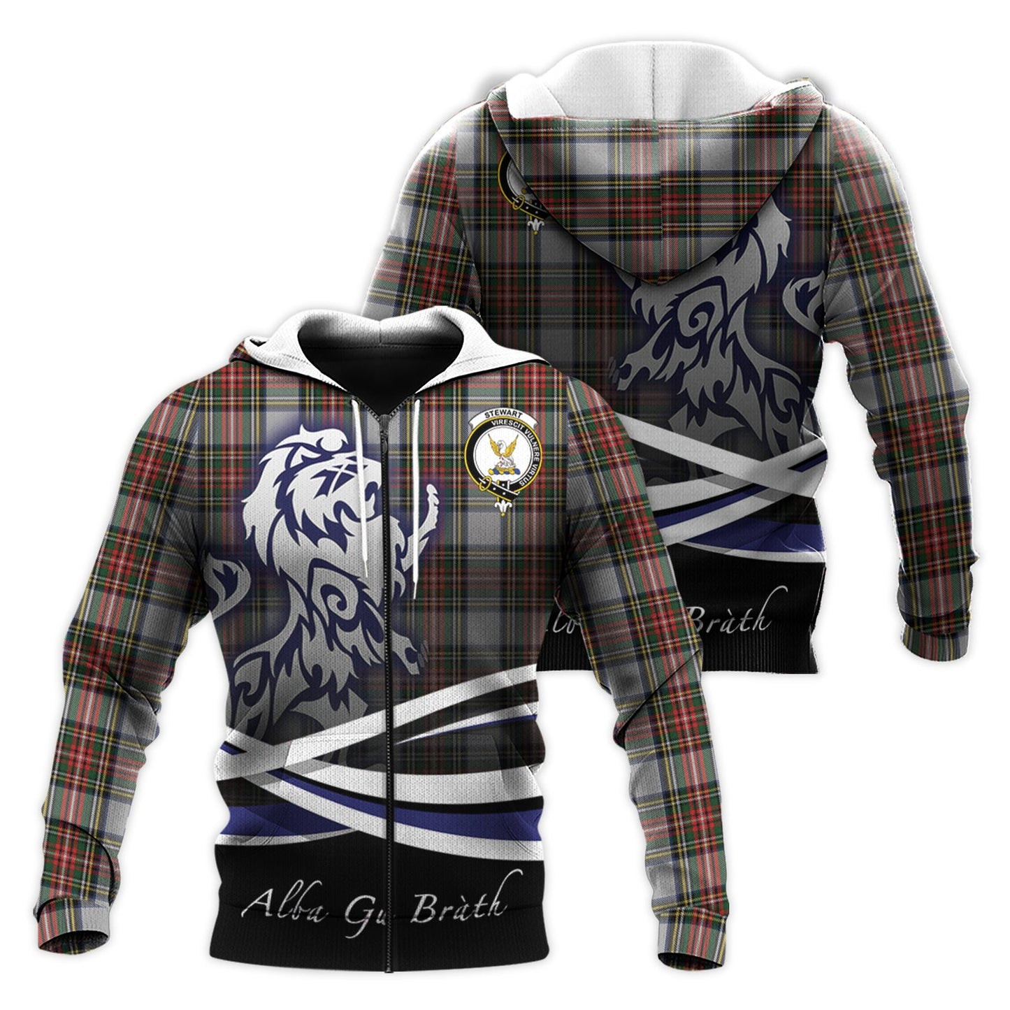 Printivon Stewart Dress Tartan Scottish Lion Hoodie