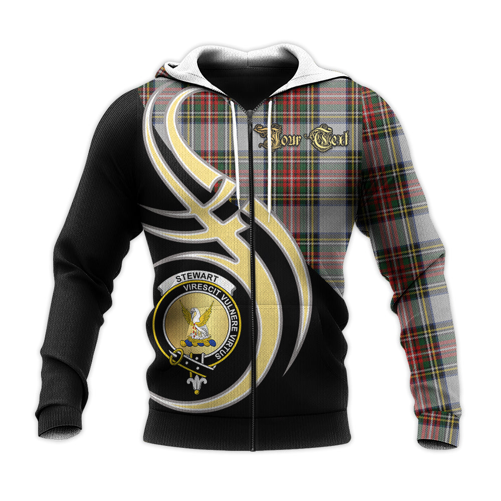 Printivon Stewart Dress Clan Believe In Me Crest Tartan Knitted Hoodie Custom Your Text