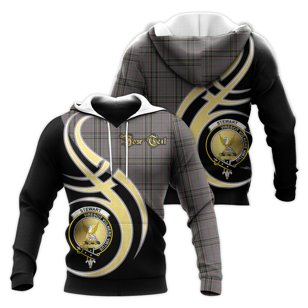 Printivon Stewart Grey Clan Believe In Me Crest Tartan Knitted Hoodie Custom Your Text