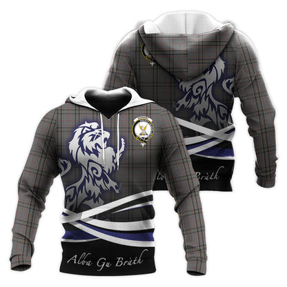 Printivon Stewart Grey Tartan Scottish Lion Hoodie