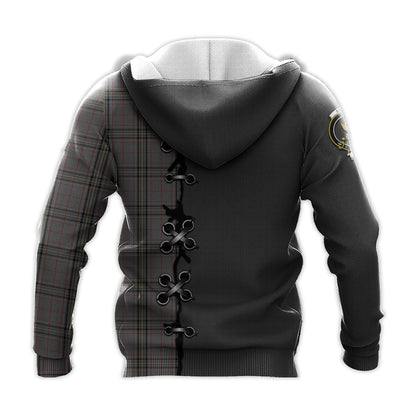 Printivon Stewart Grey Tartan Hoodie Lion Rampant And Celtic Thistle Style
