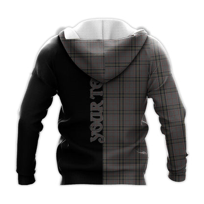 Printivon Stewart Grey Tartan Personalize Half Hoodie