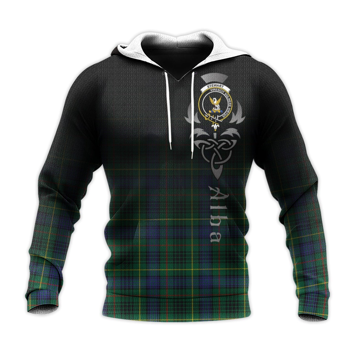 Printivon Stewart Hunting Modern Tartan Crest Alba Celtic Hoodie
