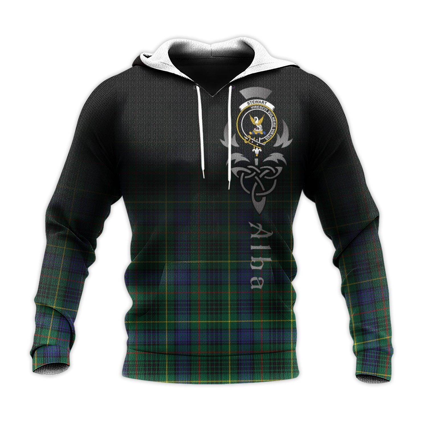 Printivon Stewart Hunting Modern Tartan Crest Alba Celtic Hoodie
