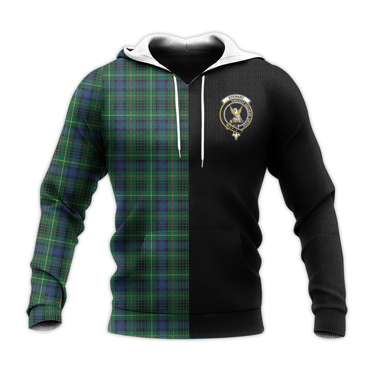 Printivon Stewart Hunting Modern Tartan Personalize Half Hoodie