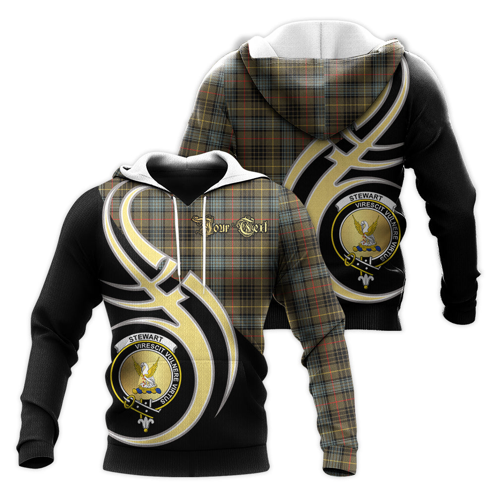 Printivon Stewart Hunting Weathered Clan Believe In Me Crest Tartan Knitted Hoodie Custom Your Text