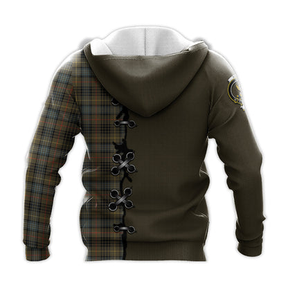 Printivon Stewart Hunting Weathered Tartan Hoodie Lion Rampant And Celtic Thistle Style