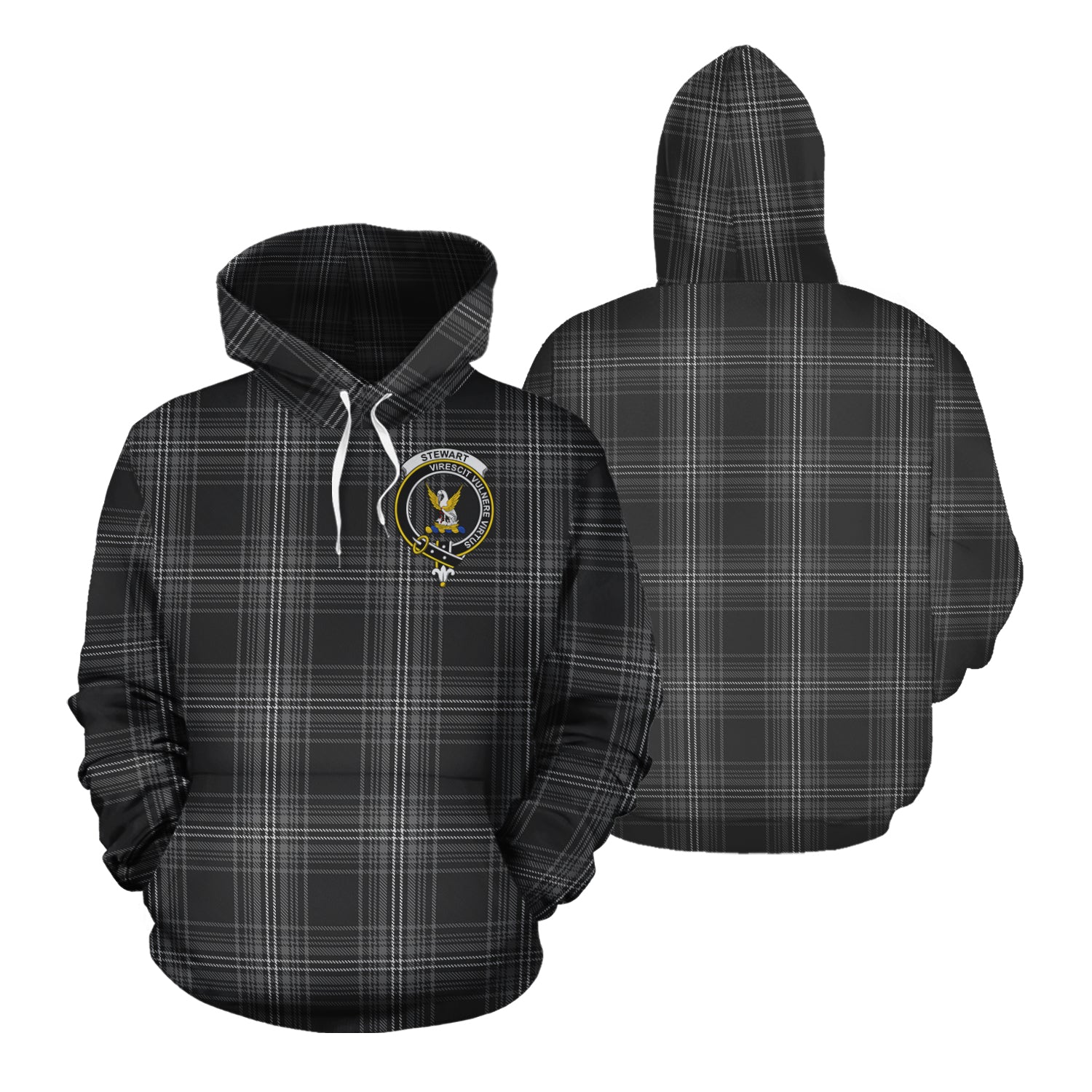 Printivon Stewart Mourning Tartan Hoodie