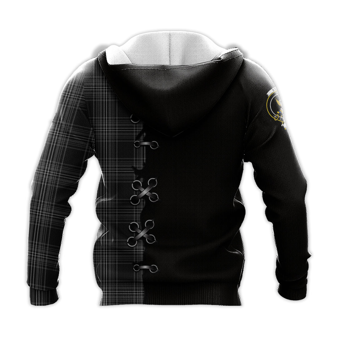Printivon Stewart Mourning Tartan Hoodie Lion Rampant And Celtic Thistle Style