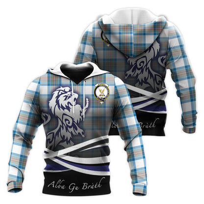 Printivon Stewart Muted Blue Tartan Scottish Lion Hoodie