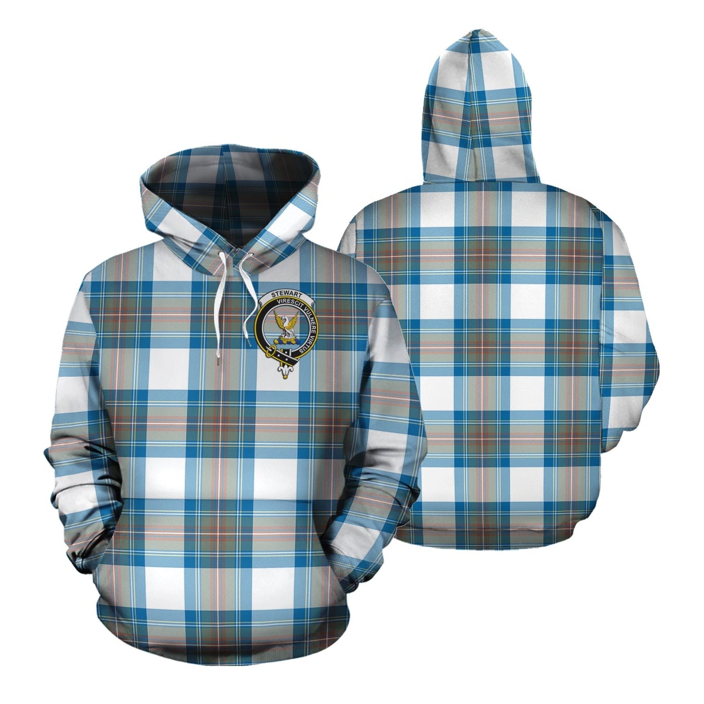 Printivon Stewart Muted Blue Tartan Hoodie