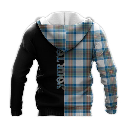 Printivon Stewart Muted Blue Tartan Personalize Half Hoodie